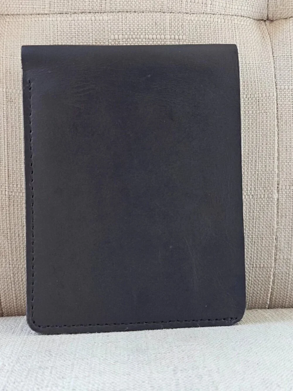 ALL Leather Billfold Handmade Black Genuine Leather Bifold Slimfold Cardholder